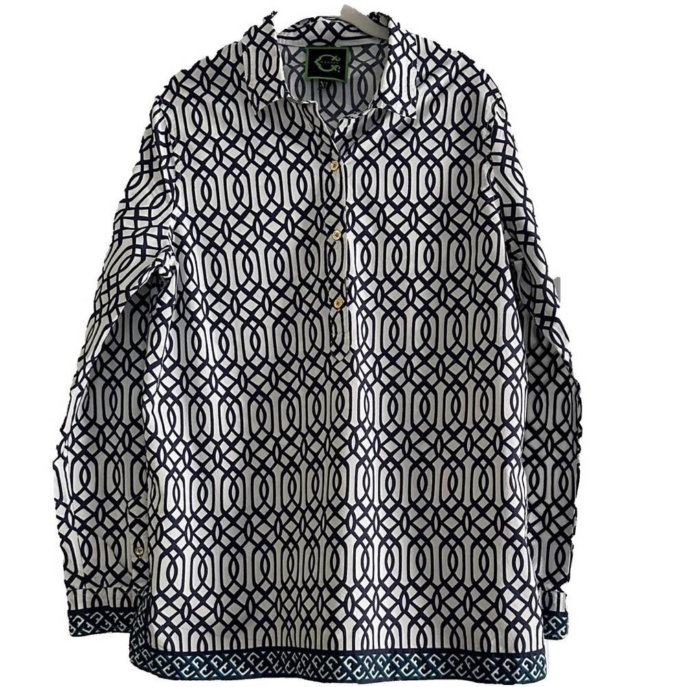C. Wonder- NWOT Navy and White Patterned Long Sleeve Shirt XL